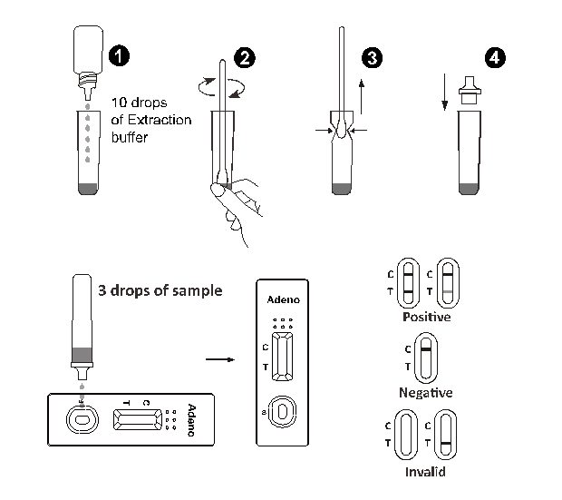 AllTest Adenovirus Pneumoniae Antigen Lateral Flow Immunochromatographic Assays Rapid Test Cassette Swab